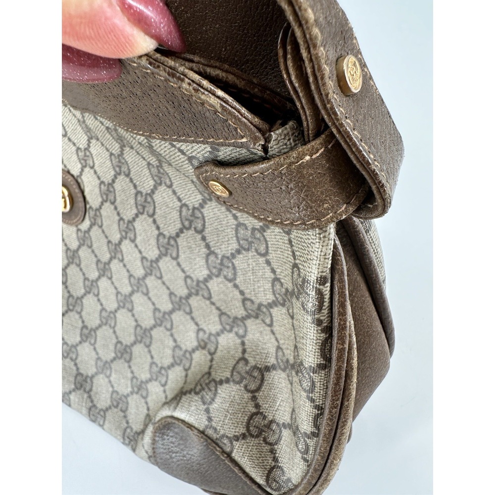 Vintage GUCCI Brown GG PVC Canvas and Leather Crossbody Shoulder Bag 001 25 0251 - Picture 9 of 16